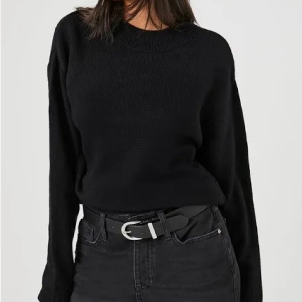 Forever21 Black Crop Knit Sweater